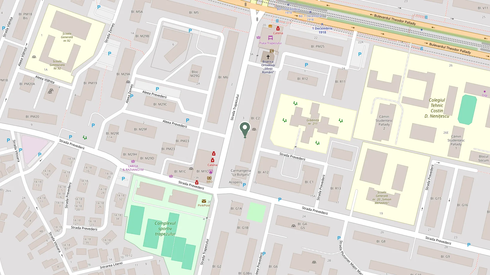 Hartă cu zona cabinetului — Strada Trapezului nr. 3, București, Sector 3